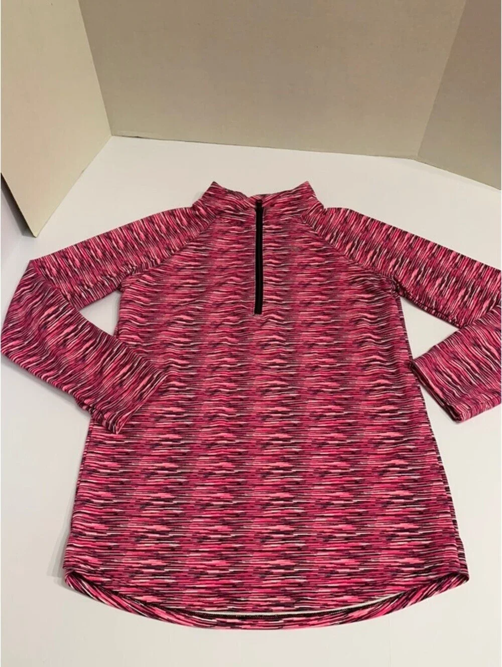 Justice Girls Activewear Quarter Zip Pullover Pink and Black Size 18 Altered